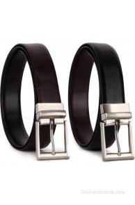Bluth Men Formal Black Artificial Leather Reversible Belt(Black, Brown)
